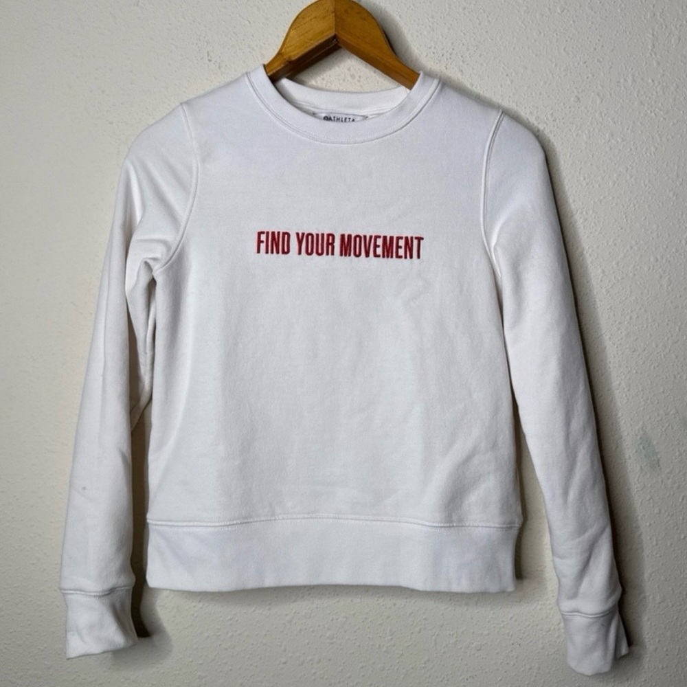 Athleta “Find Your Movement” White Sweatshirt with Red Embroidery XXS